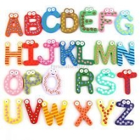 Wooden magnetic letters with cute faces Order Code 21910