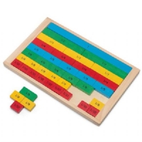 Wooden Fractions Board bright colours representing 1 whole to 1 tenths in fractions Order Code 21912
