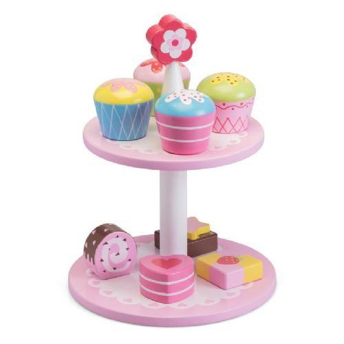 Wooden flower cake stand with eight lovely cakes and treats Order Code 22690