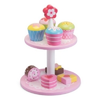 Wooden flower cake stand with eight lovely cakes and treats Order Code 22690