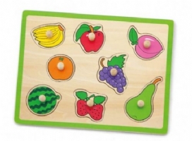 Fruit Peg Puzzle with eight easy-grasp peg pieces with brightly coloured fruits. Order Code 50020