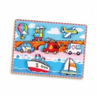 Chunky Transportation puzzle with plane, train, boat, balloon, police car, fire engine, ambulance and ship Order Code 56436