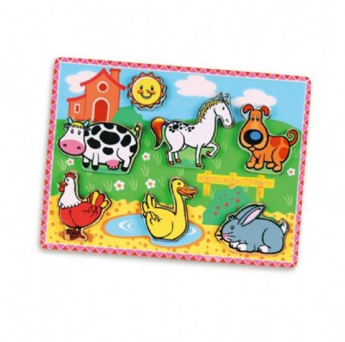 Chunky Puzzle farm animals with cow, dog, duck, rooster, rabbit and horse Order Code 56438