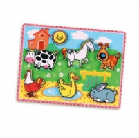 Chunky Puzzle farm animals with cow, dog, duck, rooster, rabbit and horse Order Code 56438