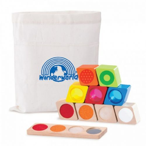 Wonderworld Sensory Blocks benefit children and develop 3 key senses skills, vision, touch and hearing Order Code WW-2511